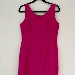 Sleeveless Midi Sheath Dress in Bright Fuchsia